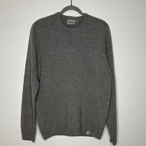 Carhartt Work in Progress Allen Crewneck Sweater Lambswool Graphite Gray Size L